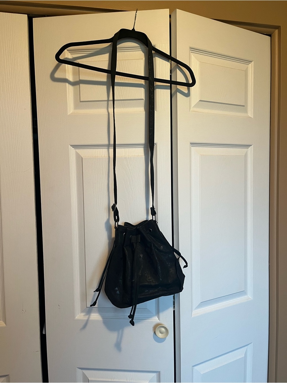 Billabong Black Drawstring Leather Crossbody Bag